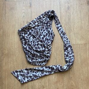 Leopard Print One-Shoulder Top